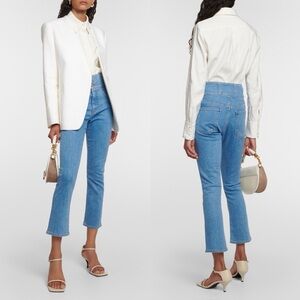 Veronica Beard Carly High Rise Cropped Kick Flare Jeans in Float On‎